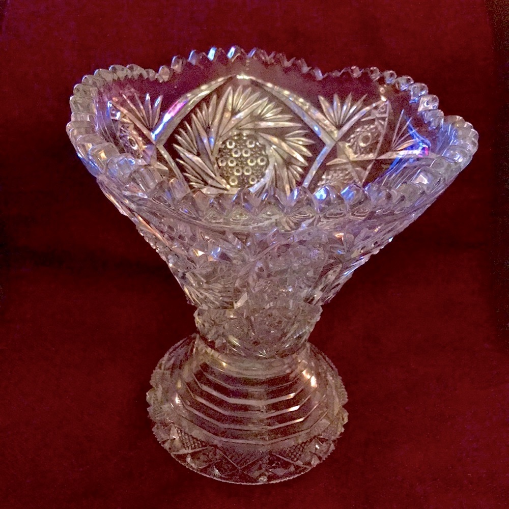 Whirling Star Clear-IMPERIAL GLASS-OHIO Punch Bowl Stand - used as centerpiece